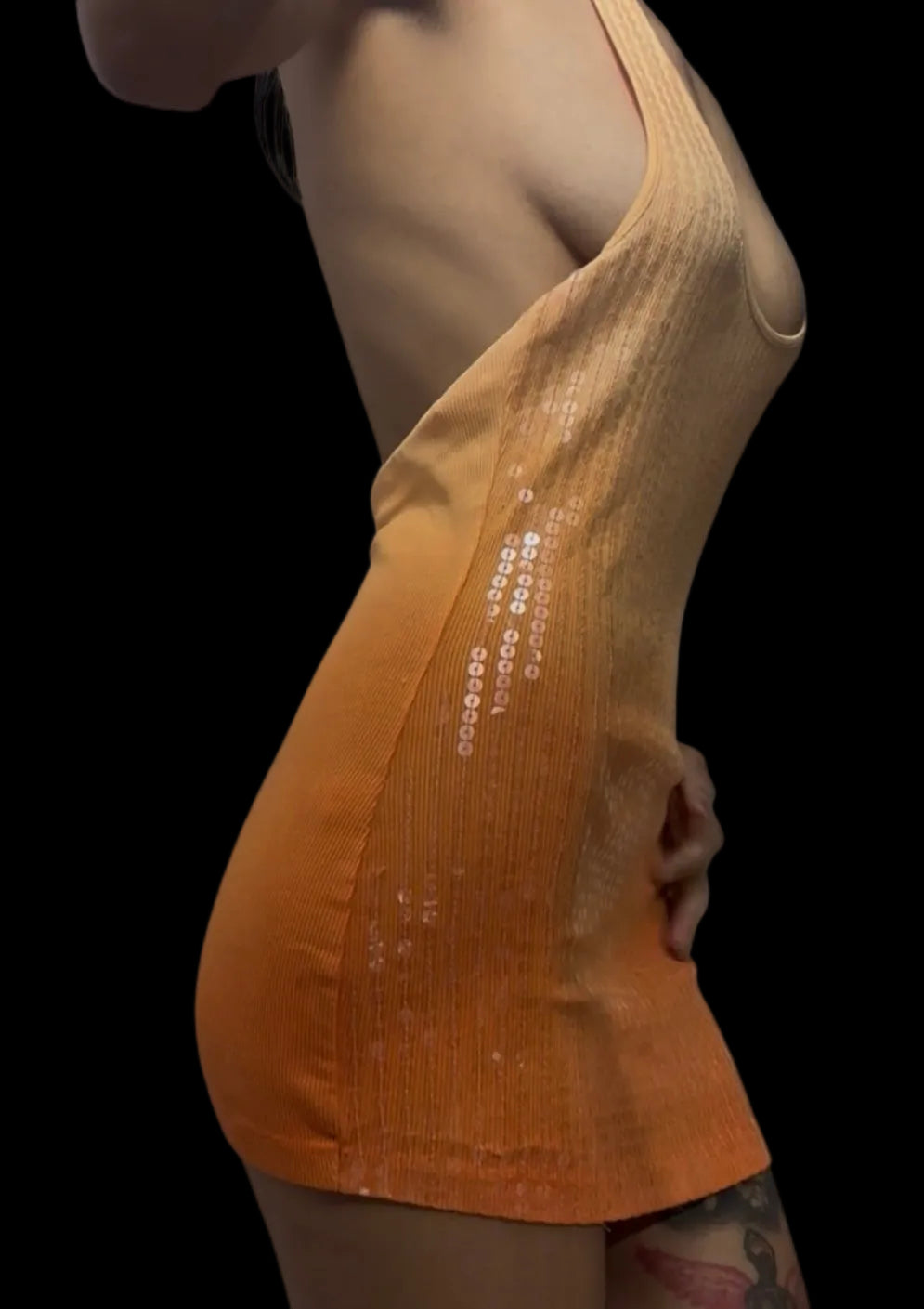 Express orange mini sequin halter dress/top
