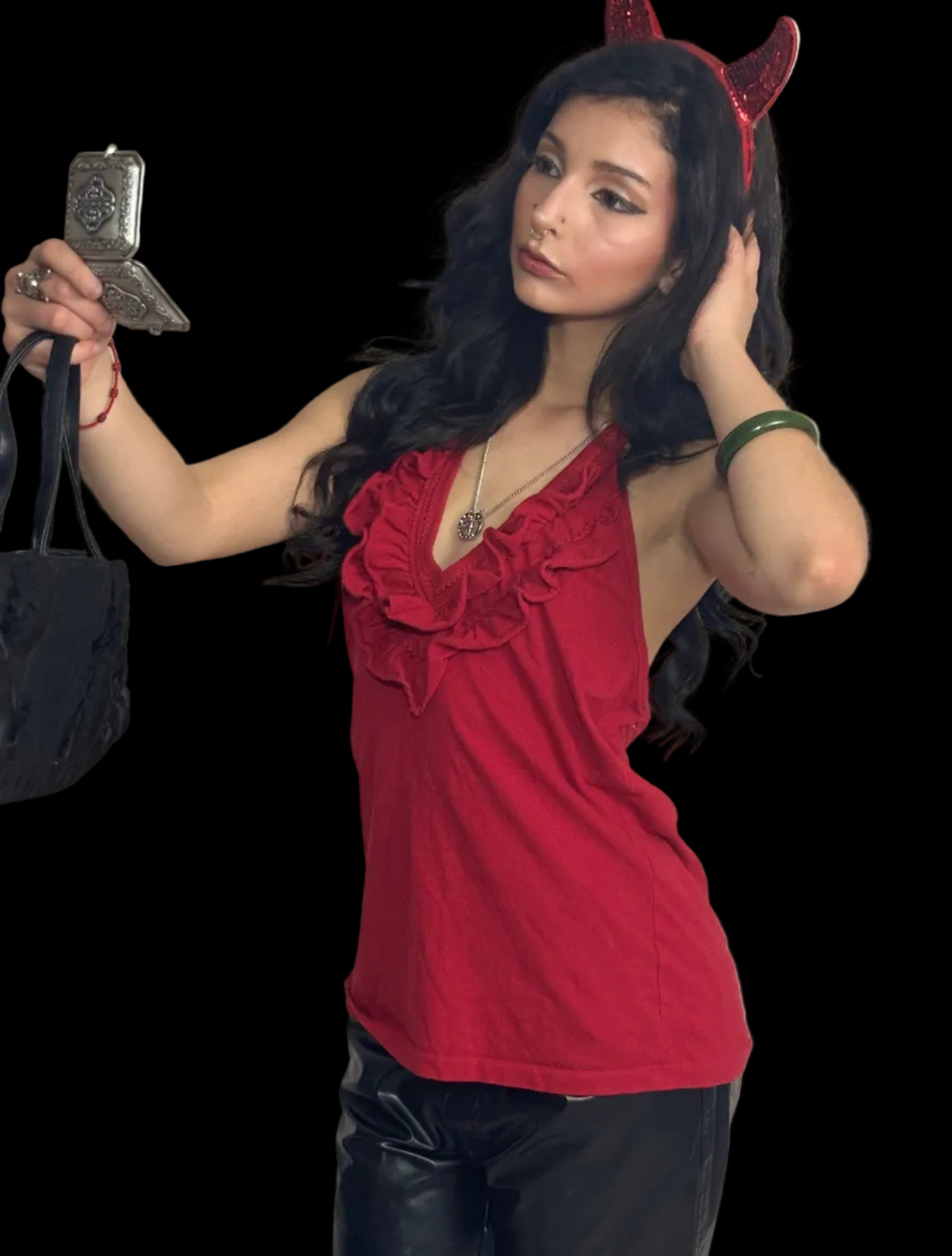 Red ruffle halter top