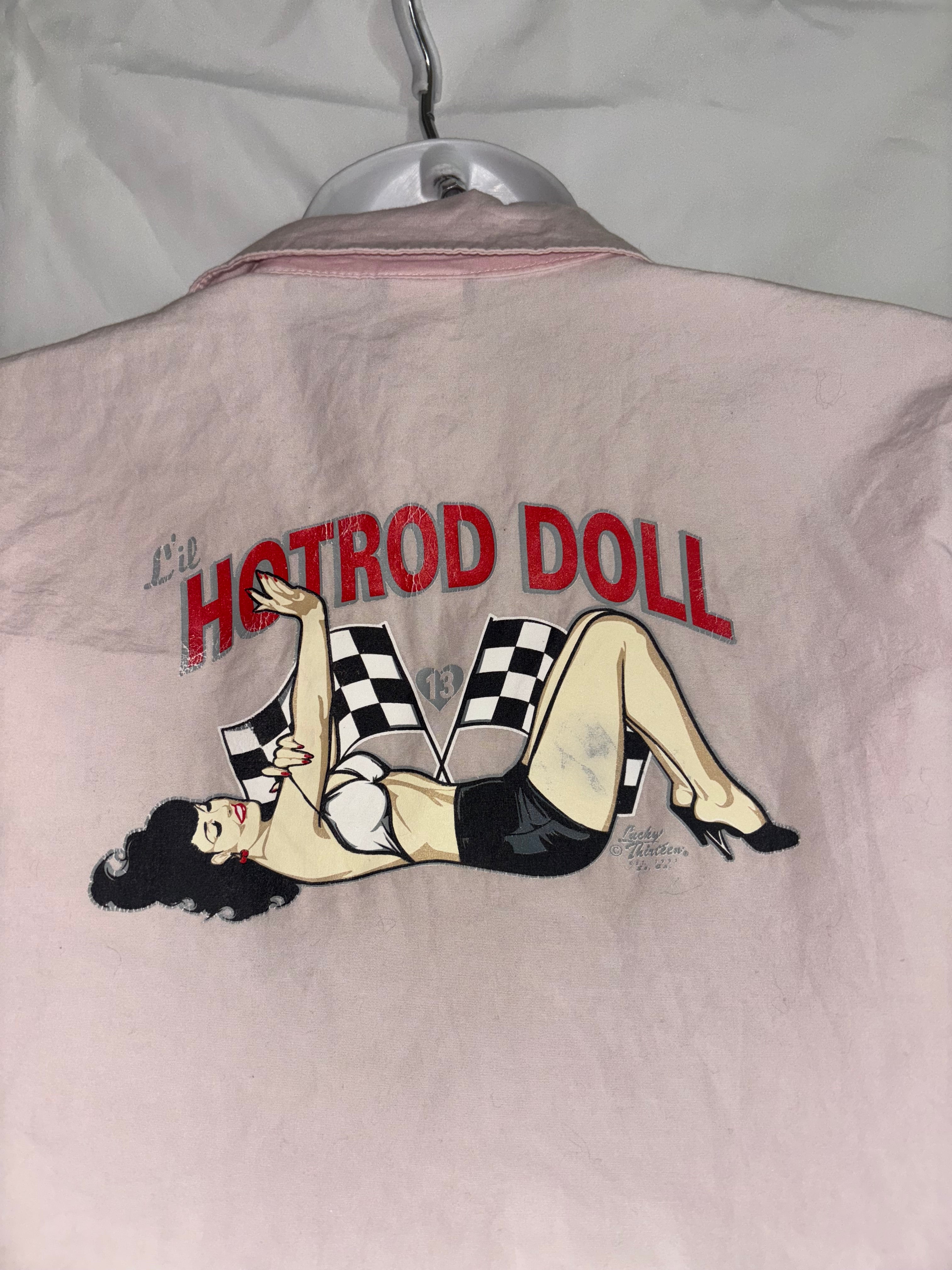 Lucky 13 pink hotrod tie top