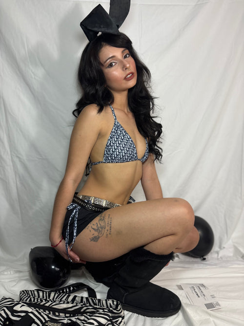 Black cargo mico mini skirt