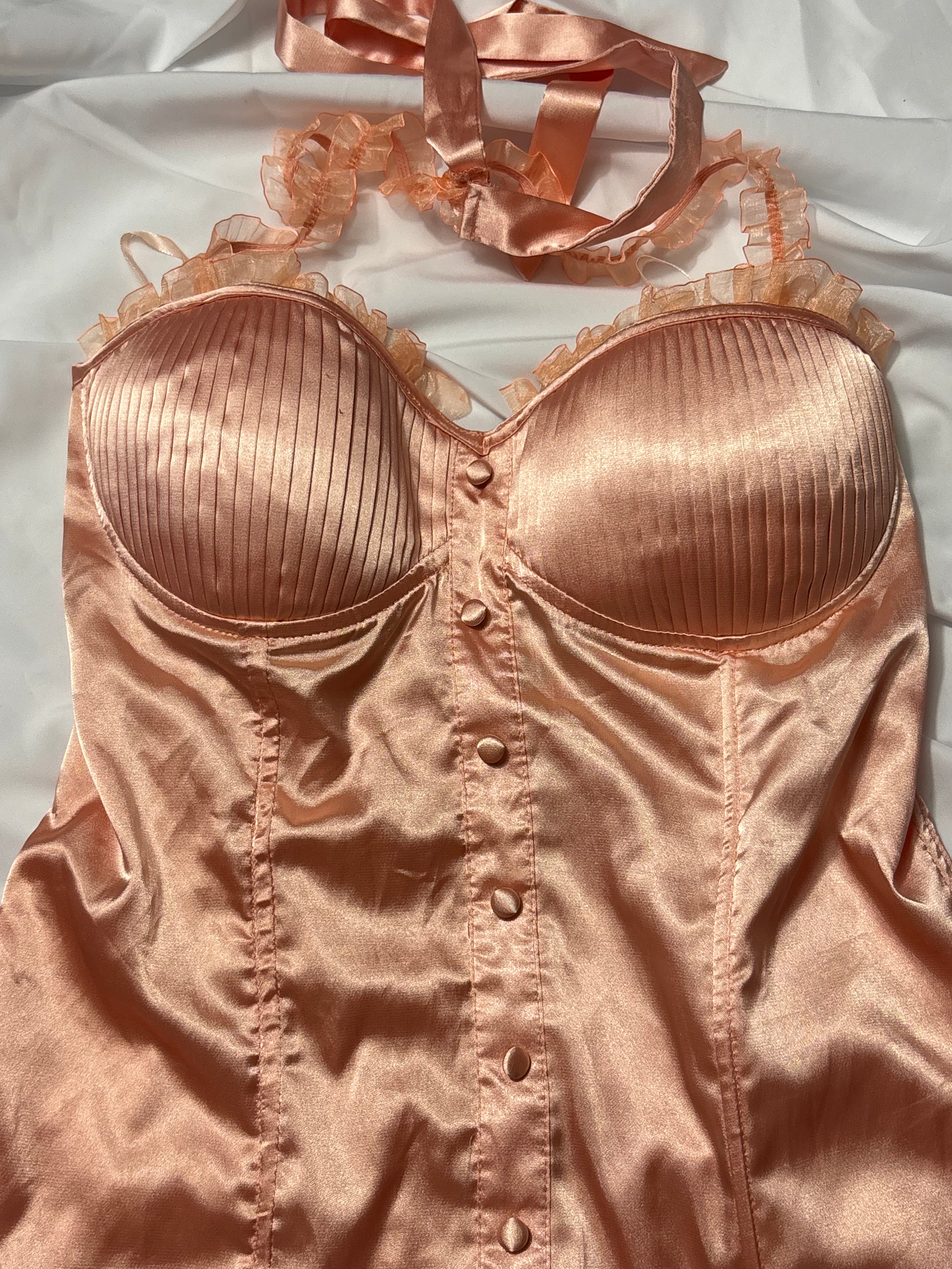 Peach ‘charlotte russe’ corset style halter top NWT