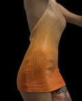 Express orange mini sequin halter dress/top