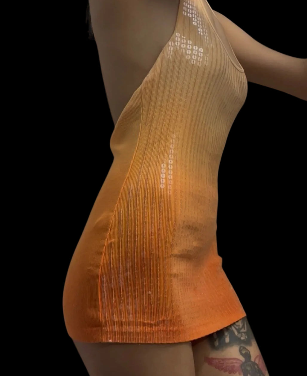Express orange mini sequin halter dress/top