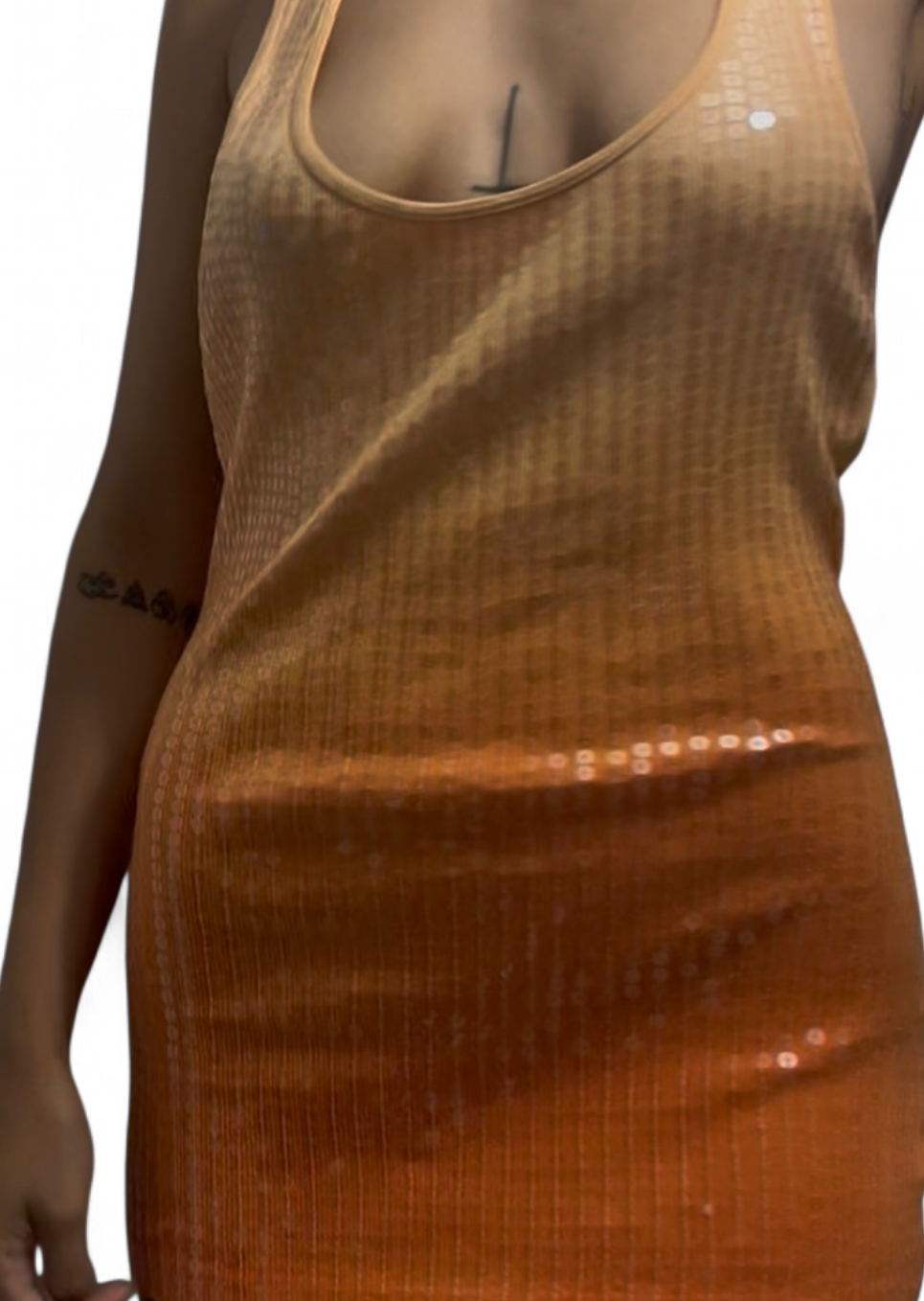 Express orange mini sequin halter dress/top