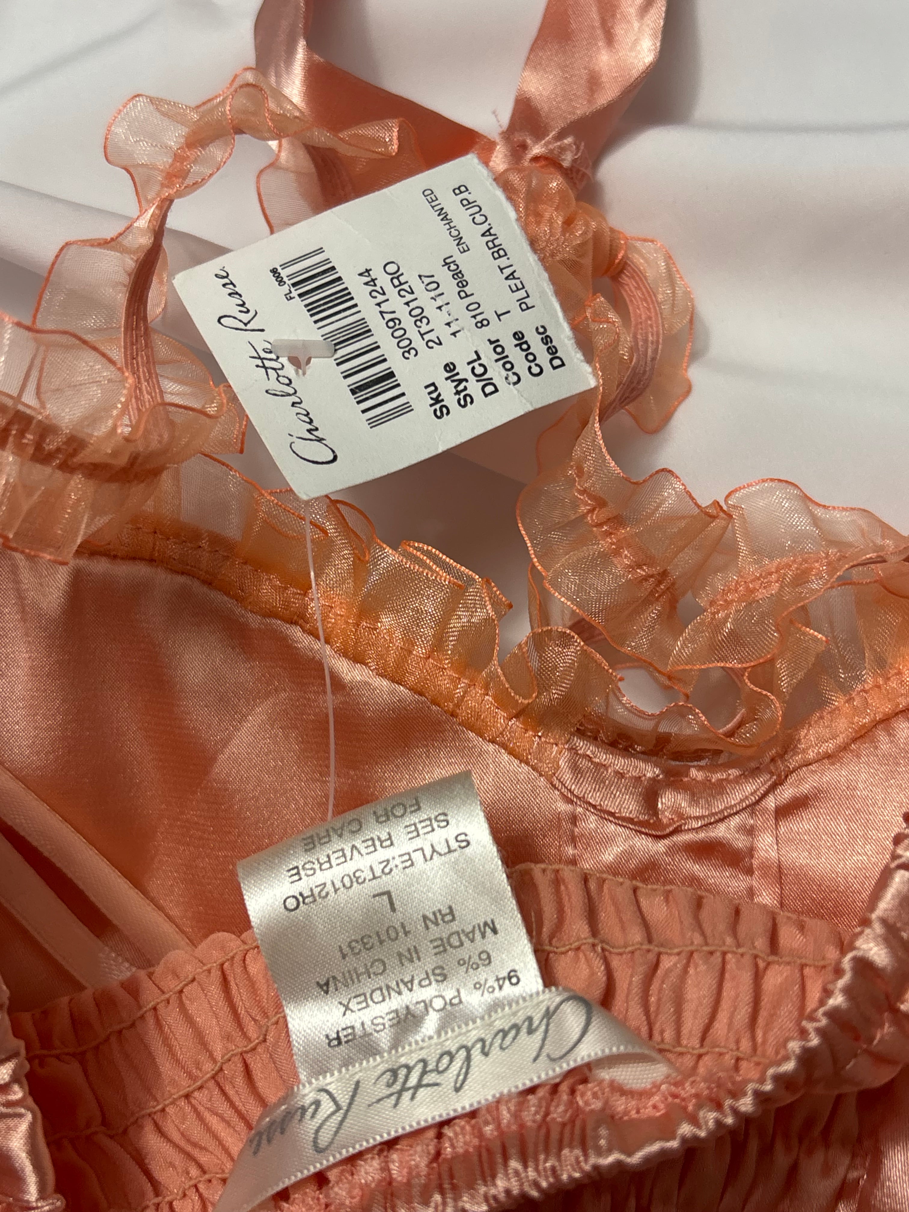 Peach ‘charlotte russe’ corset style halter top NWT