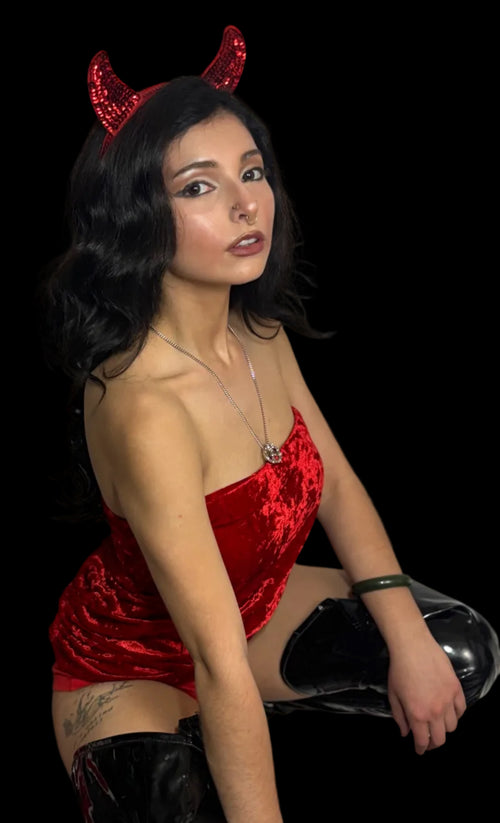 Bebe crushed velvet red tube top